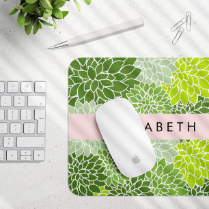 Grüne Dahlia-Blume, Blumenmuster, Ihr Name Mousepad