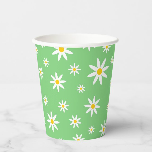 Grüne Daisy Paper Cups Pappbecher (Vorderseite)