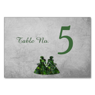 Grüne Damen Efeu u. Silber Handfasting Tischnummer