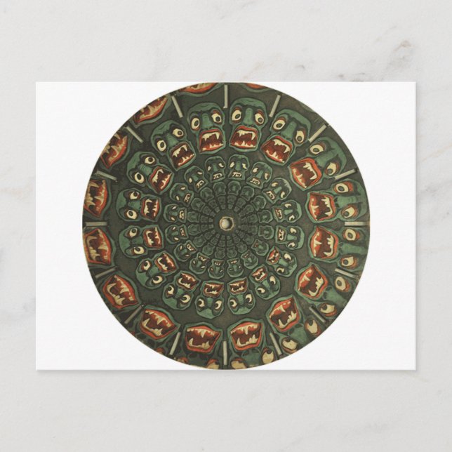 Grüne Dämonen Phenakistoscope Card Vintag Postkarte (Vorderseite)