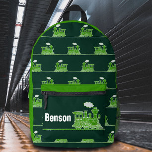 Grüne Dampflok Kinder namens Bedruckter Rucksack