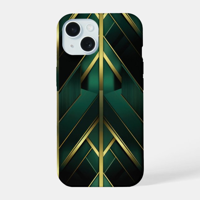 Grüne Dekoration iPhone 15 Hülle (Rückseite)