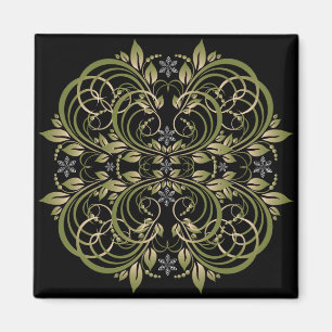 Grüne dekorative Blumenmuster Magnet