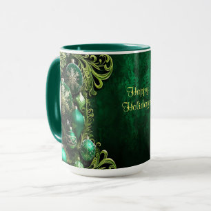 Grüne Dekorative Ornamente Feiertagsbecher Tasse