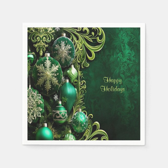 Grüne dekorative Ornamente Urzeitspapier Napkin Serviette (Vorderseite)