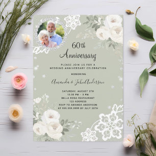 Grüne Diamant Blumen 60. Hochzeitstag Einladung