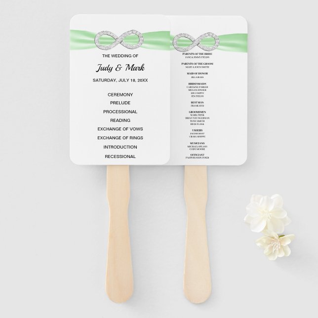 Grüne Diamant Unfinity Hochzeitsförderer Fächer (Vorne und Hinten)