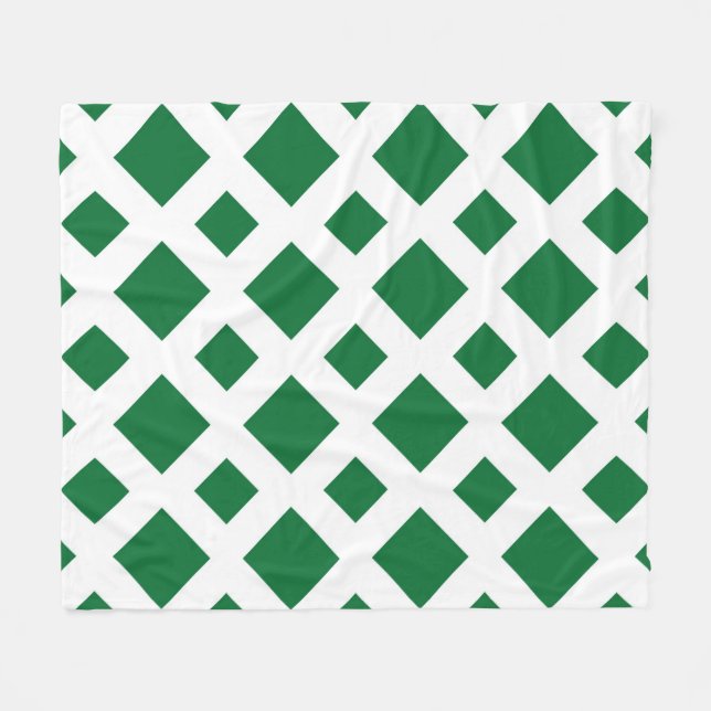 Grüne Diamanten in Weiß Fleecedecke (Vorderseite (Horizontal))