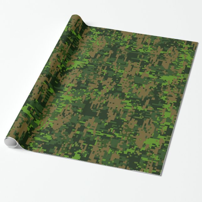 Grüne digitale Camouflage im Holzlandstil Geschenkpapier (Ungerollt)