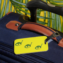 Grüne Dinosaurier auf gelbem Muster Gepäckanhänger