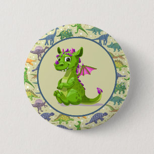Grüne Dinosaurier Button