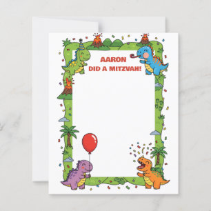 Grüne Dinosaurier Themed Angepasste Name Mitzvah H