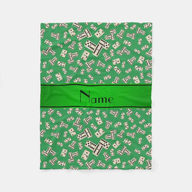 Grüne Dominosteine personalisiert Fleecedecke (Vorderseite)