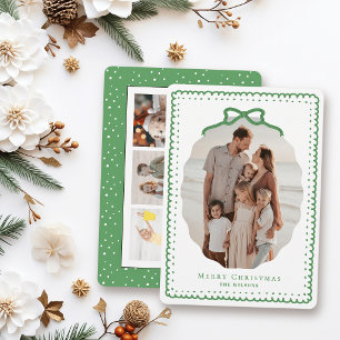 Grüne Doodle-Rahmen & Schleife 4 Foto Weihnachten