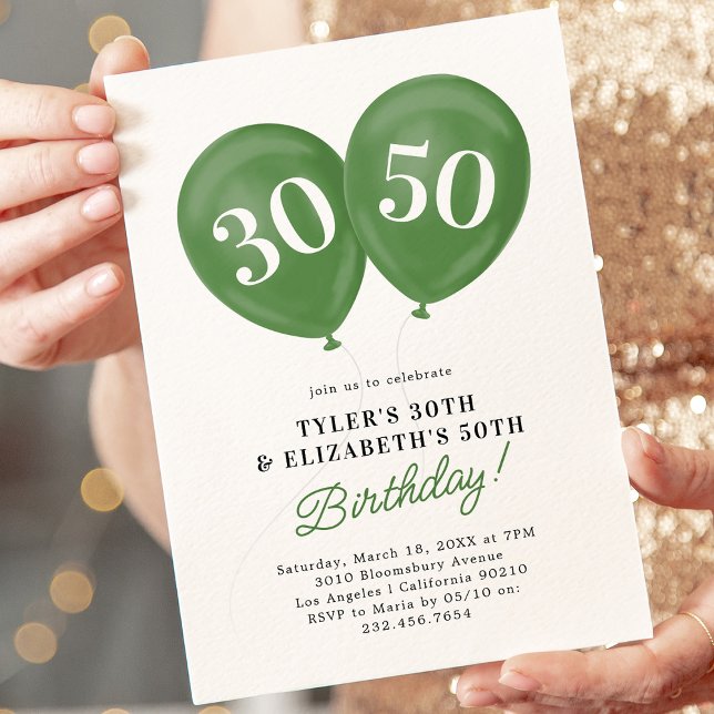 Grüne Doppelfeier Gemeinsame Geburtstagspartei Einladung (Von Creator hochgeladen)