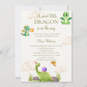 Grüne Drachen-Baby-Shower-Einladung Einladung