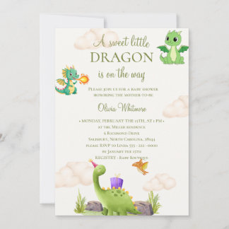 Grüne Drachen-Baby-Shower-Einladung Einladung