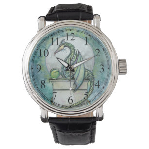 Grüne Drachen-Fantasy-Kunst Armbanduhr