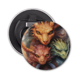 Grüne Drachen in Rot-Orange Flaschenöffner