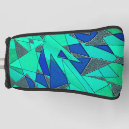 Grüne dreieckige Ausschnitte auf blauem Hintergrun Golf Headcover