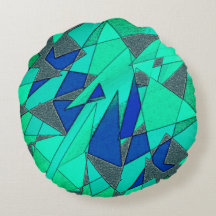 Grüne dreieckige Ausschnitte auf blauem Hintergrun