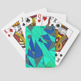 Grüne dreieckige Ausschnitte auf blauem Hintergrun Spielkarten