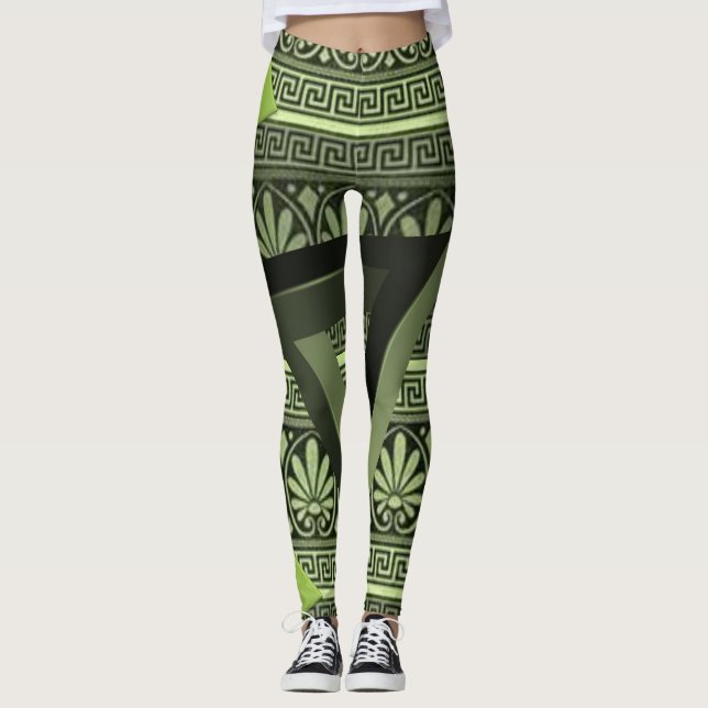 grüne Dreiecksfrauen Leggings (Vorderseite)