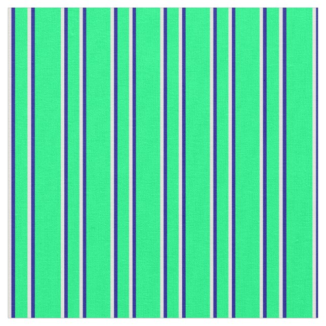 Grüne, dunkelblaue und feine cremefarbene Linien Stoff (Nahaufnahme)