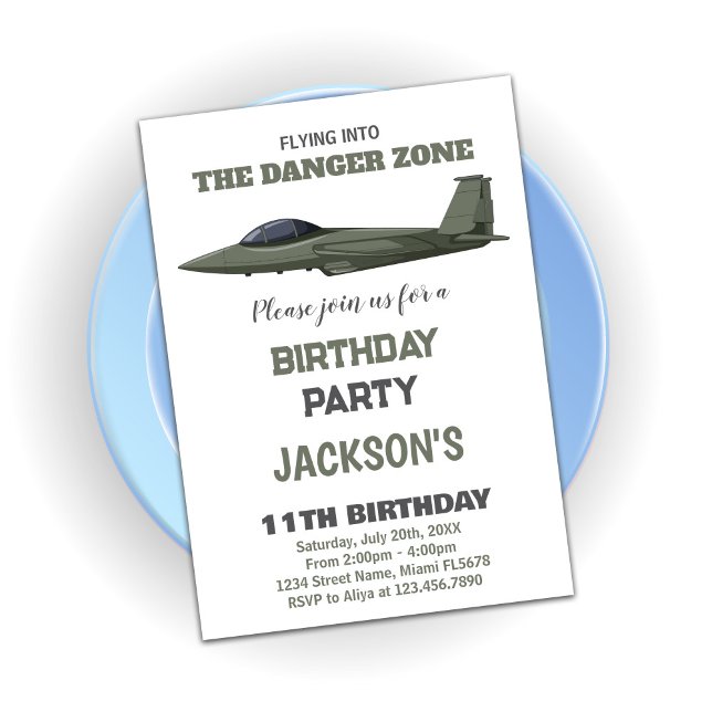 Grüne Dunkle Kampf Jet Geburtstagseinladungen Einladung (Green Dark Fighter Jet Birthday Invitations)