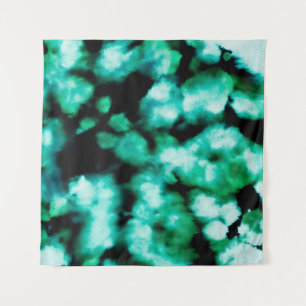 Grüne dunkle Tie Dye. Aquamarin Inspiration Tie Dy Wandteppich