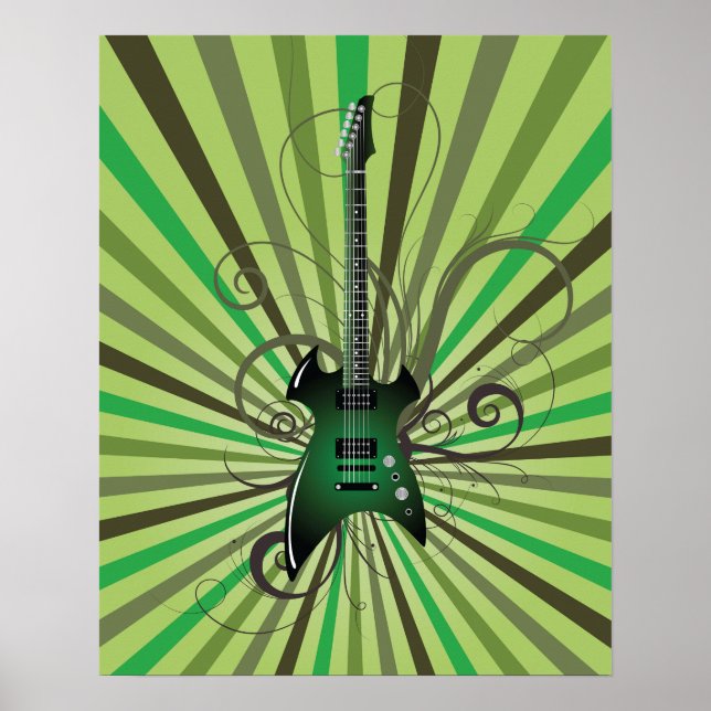Grüne E-Gitarre Poster (Vorne)