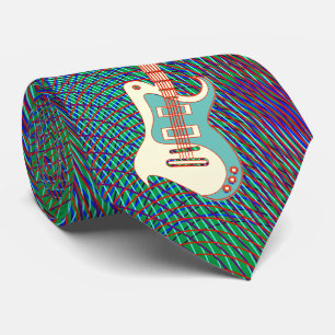 Grüne E-Gitarre vintage trippy retro Pop Art Krawatte