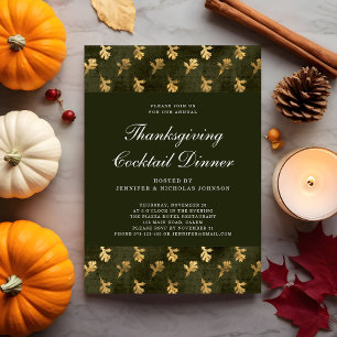 Grüne Eiche Goldblatt Thanksgiving-Cocktailparty Einladung