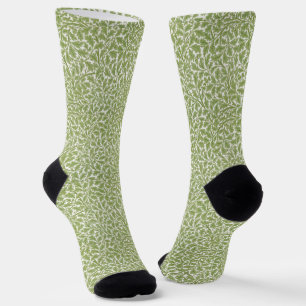 Grüne Eichenblätter Botanischer Morris-Stil Muster Socken