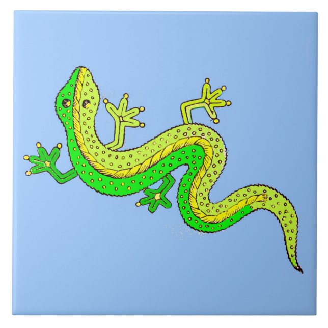 Grüne Eidechse Fliese (Vorderseite)