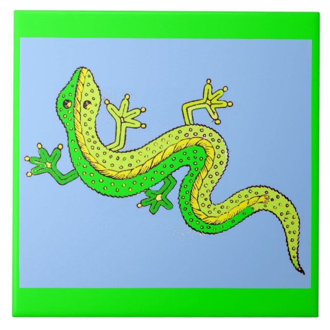 Grüne Eidechse Fliese (Vorderseite)
