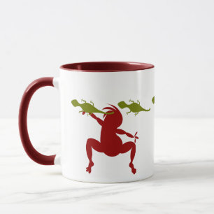 Grüne Eidechsen & rote tanzende Kokopelli Tasse