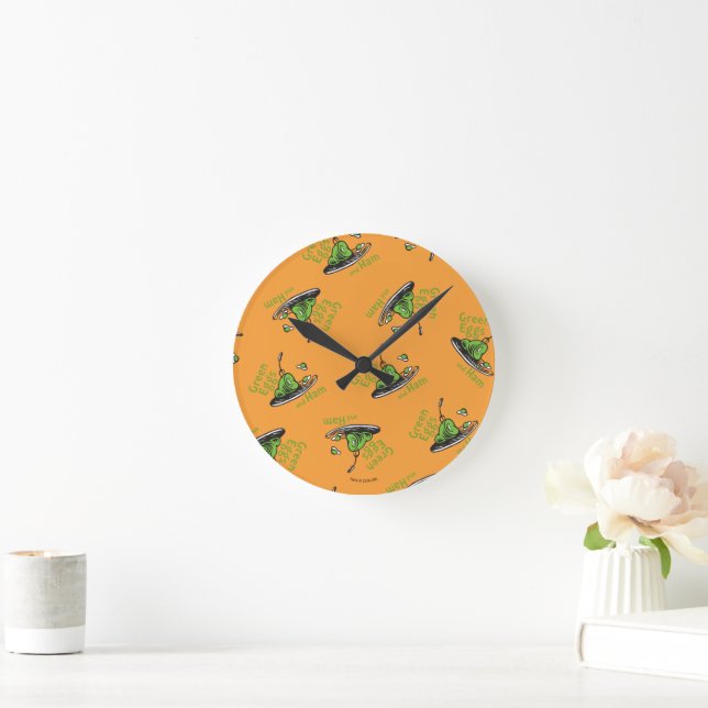 Grüne Eier mit Schinken Muster Runde Wanduhr (Zuhause)