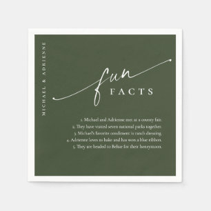 Grüne, einfache, moderne Script-Spaß-Fakten Hochze Serviette