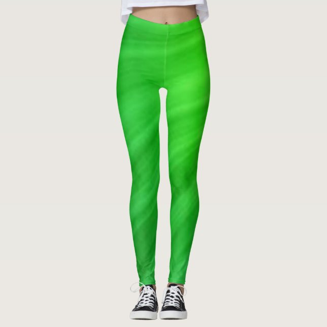 Grüne einfache solide Leggings (Vorderseite)