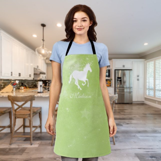 Grüne Einhorn-Personalisierte Schürze (Green Unicorn Personalized Apron)