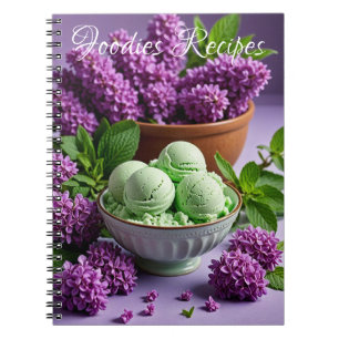 Grüne Eiscreme mit Lilac Blume Feinschmecker Rezep Notizblock