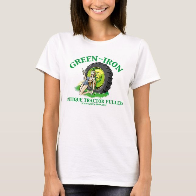 Grüne Eisen-Antiken-Traktor-Abziehvorrichtungen T-Shirt (Vorderseite)