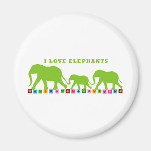 Grüne Elefanten laufen Magnet