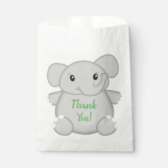 Grüne ElefantenGeburtstagspartei Geschenktütchen (Vorderseite)