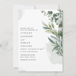 Grüne elegante botanische Hochzeit Save The Date