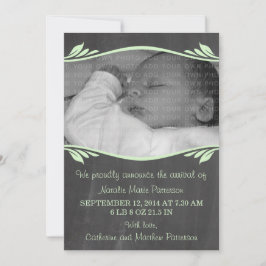 Grüne Elegante Chalkboard Baby Ankündigung