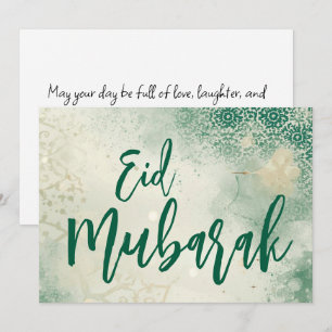 Grüne elegante Eid Mubarak-Notizkarte Feiertagskarte