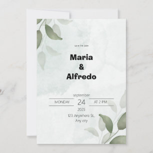 Grüne Elegante Einladung zur Hochzeit