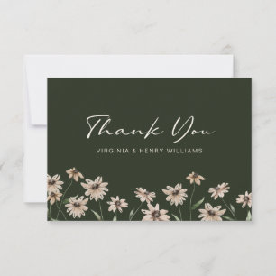 Grüne elegante florale Hochzeit Dankeskarte